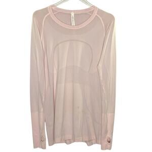 Lululemon 12 Womens Swiftly Tech Long Sleeve Crew Pink Yoga Gym *flaw